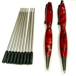 Elegant Red Swirl Ballpoint Pens with Refills
